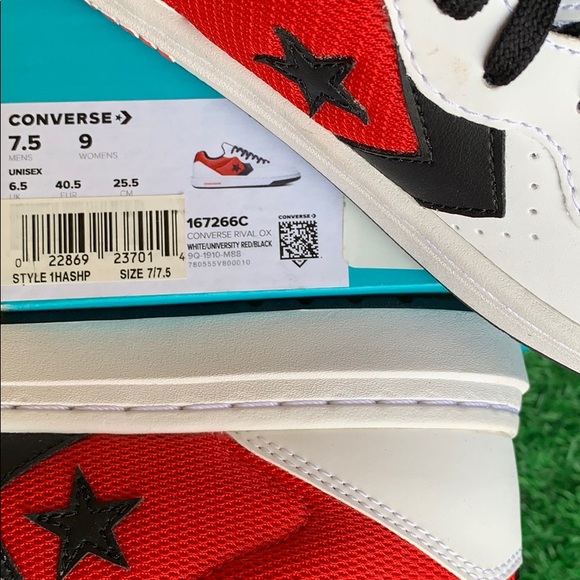 CONVERSE RIVAL OX WHITE/UNIVERSITY RED/BLACK WMNS - Picture 16 of 16